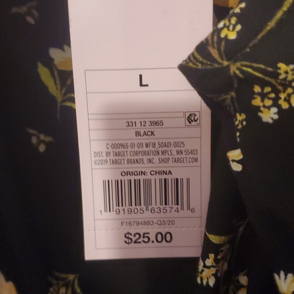 NEW Wild Fable Women's Casual Dress Black Floral L - Picture 5 of 6